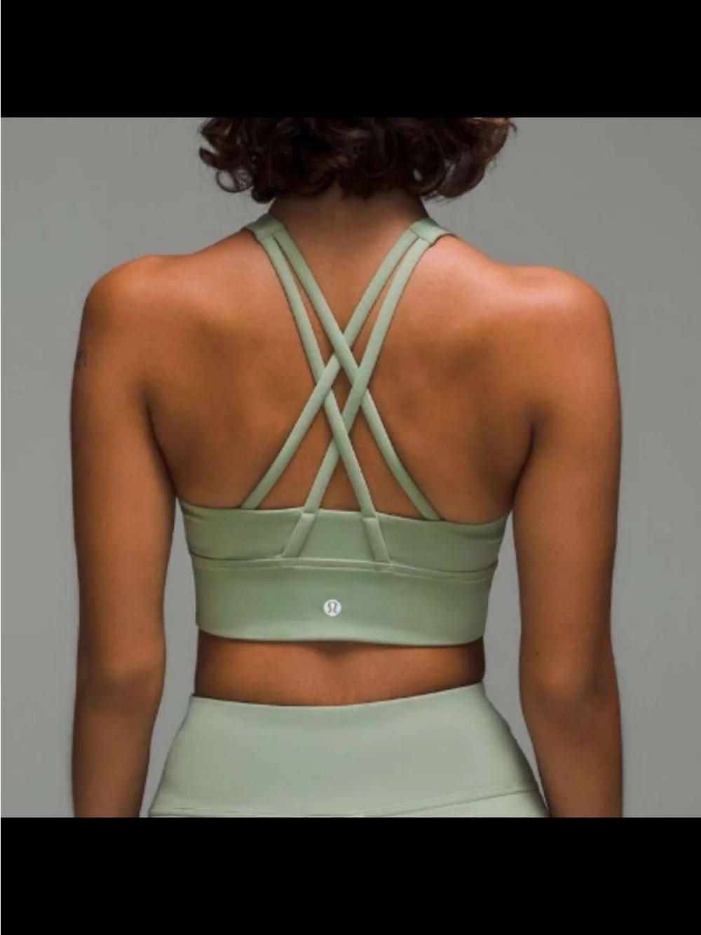 Lululemon Energy Olive Green Strappy Sports Bra - High Neck